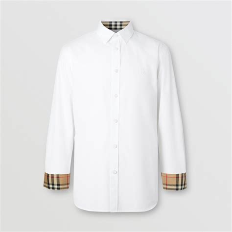 burberry slim fit monogram shirt|Stretch Cotton Shirt in Navy .